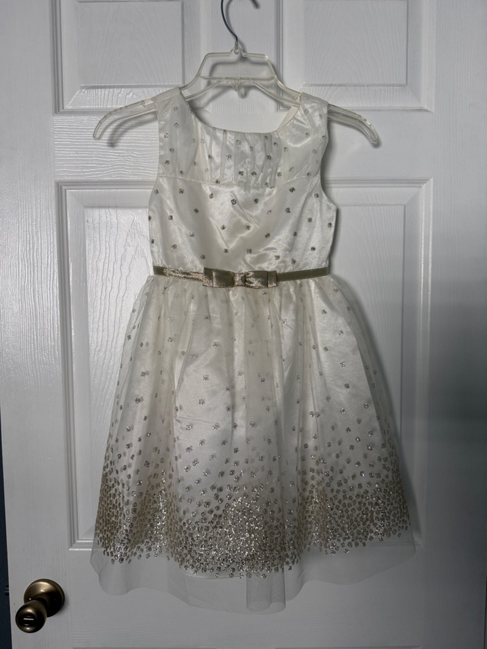 Jona Michelle Ivory and Gold Sparkle Tulle Dress